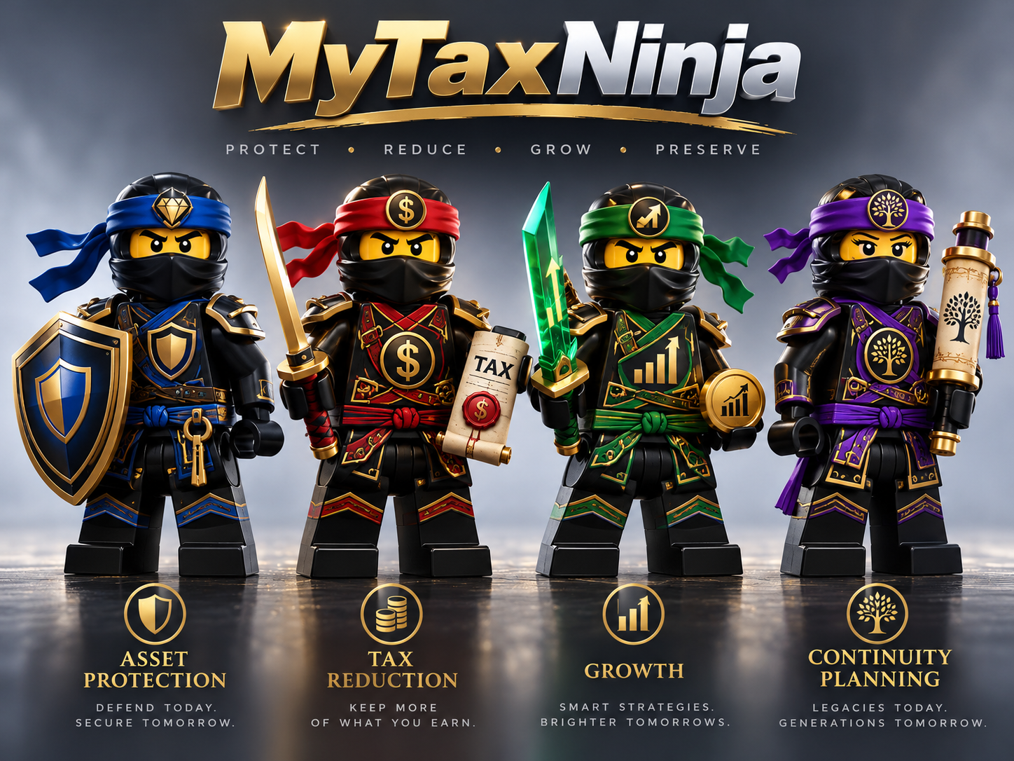 The four MyTaxNinjas characters